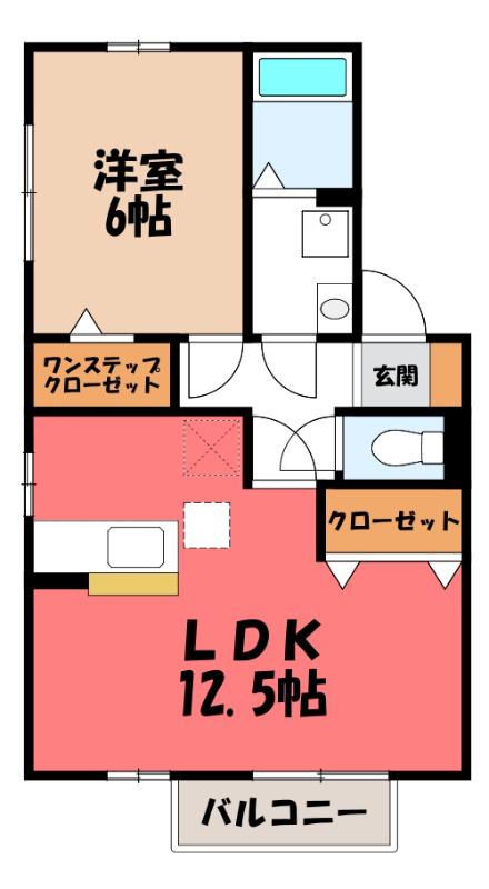 サンライズガーデン A(1LDK/1階)の間取り写真