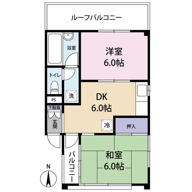 プリムラ浦和II(2DK/3階)の間取り写真