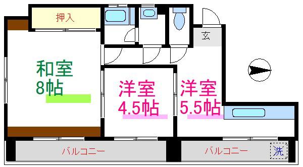 第二轟ビル(2DK/6階)の間取り写真