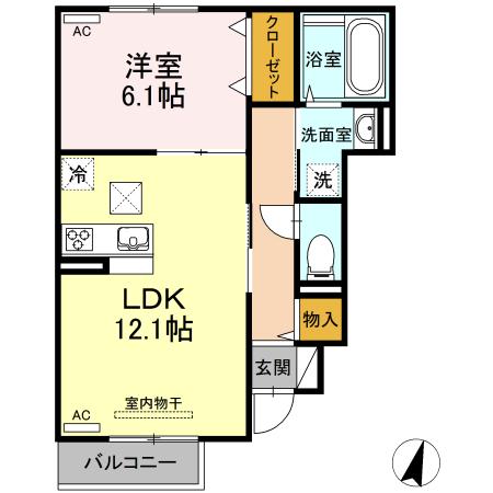 KONNFORUTA KORO(1LDK/1階)の間取り写真