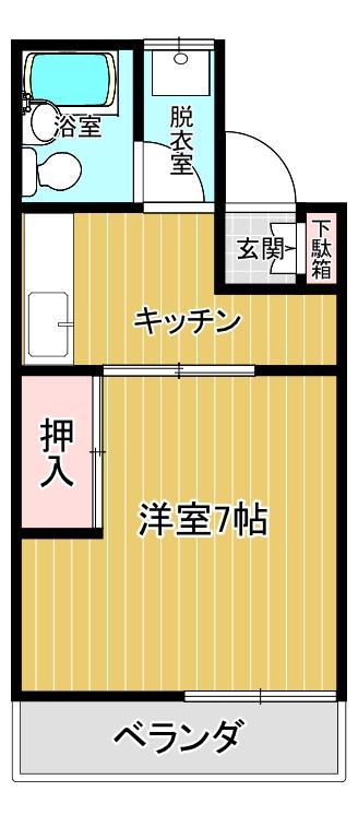 UTAGAWAハイツI(1K/2階)の間取り写真