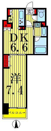 エスティメゾン錦糸町II(1DK/14階)の間取り写真