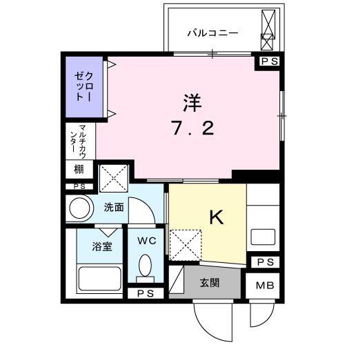 サンフラット(1K/1階)の間取り写真