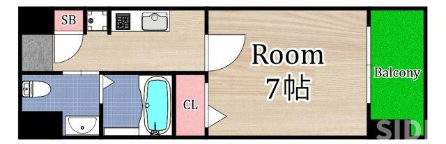 バルーンフラワーSUWA(1K/6階)の間取り写真