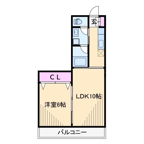 メゾン錦が丘(1LDK/2階)の間取り写真