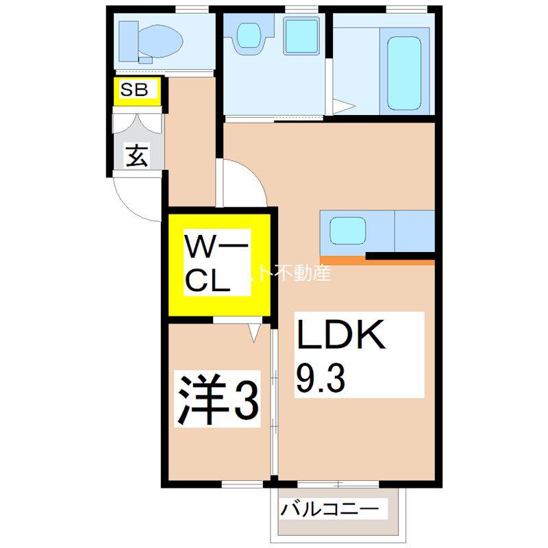 ソラーナV(1LDK/2階)の間取り写真