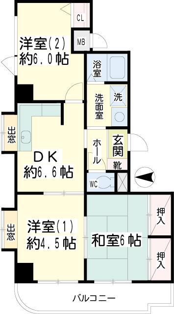 アーバンハイツ鶴見(3DK/2階)の間取り写真