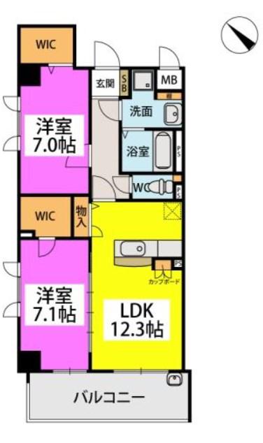 テトラッド(2LDK/2階)の間取り写真
