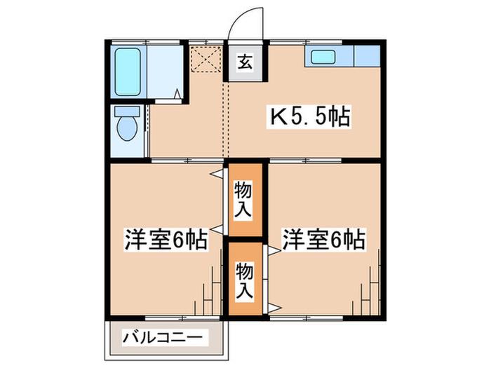 谷コーポ(2K/2階)の間取り写真