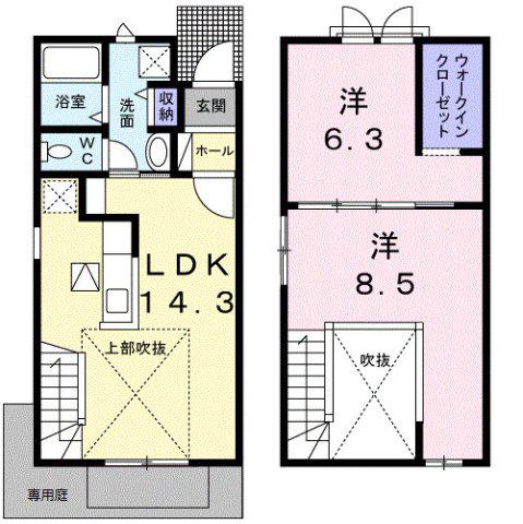 ハウスプリムローズ V(2LDK/1階)の間取り写真