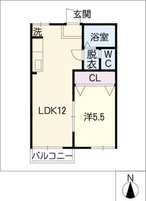 プロシードS I(1LDK/2階)の間取り写真