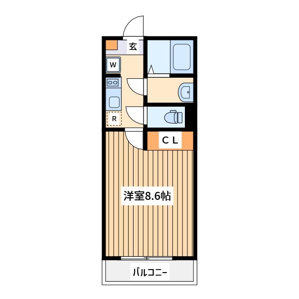 カインドネス相模大野2(1K/1階)の間取り写真
