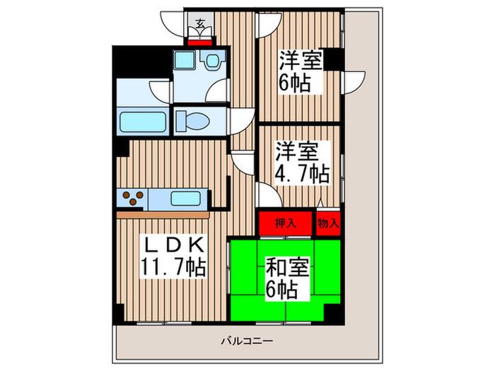 ビエラコート南浦和(3LDK/11階)の間取り写真