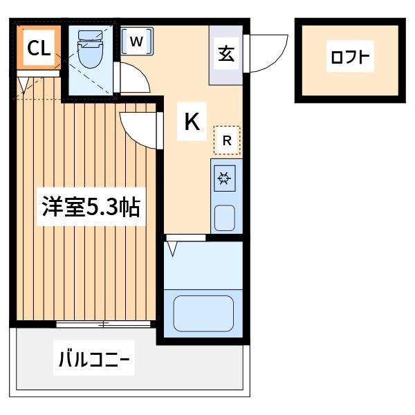 シンセイレジデンス高島台(1K/2階)の間取り写真