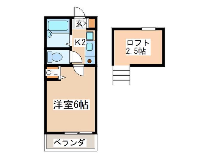 サニーコートエフ(1K/2階)の間取り写真