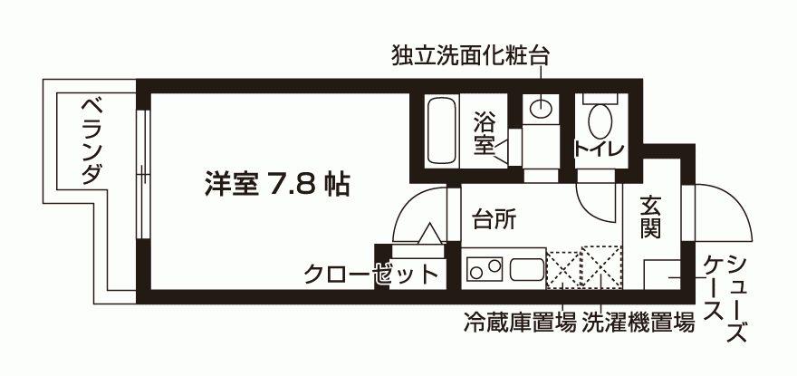 MONO CIEL 二条城(1K/2階)の間取り写真