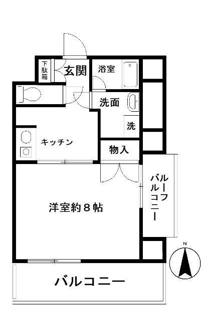 クレッセント中馬込(1K/4階)の間取り写真