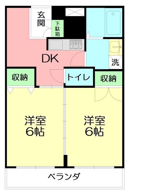 フリージア(2DK/4階)の間取り写真