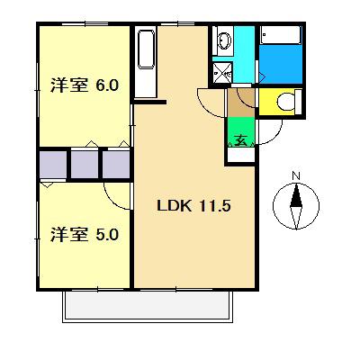 コーポ林(2LDK/2階)の間取り写真