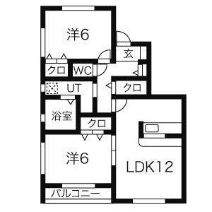 セレッソ留ヶ谷セカンド(2LDK/1階)の間取り写真