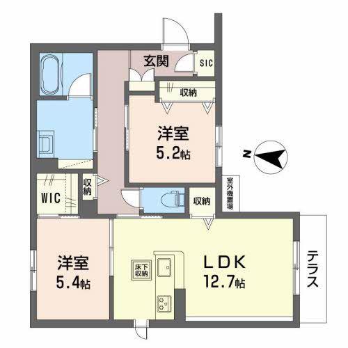 シャーメゾン フェリシード(2LDK/1階)の間取り写真