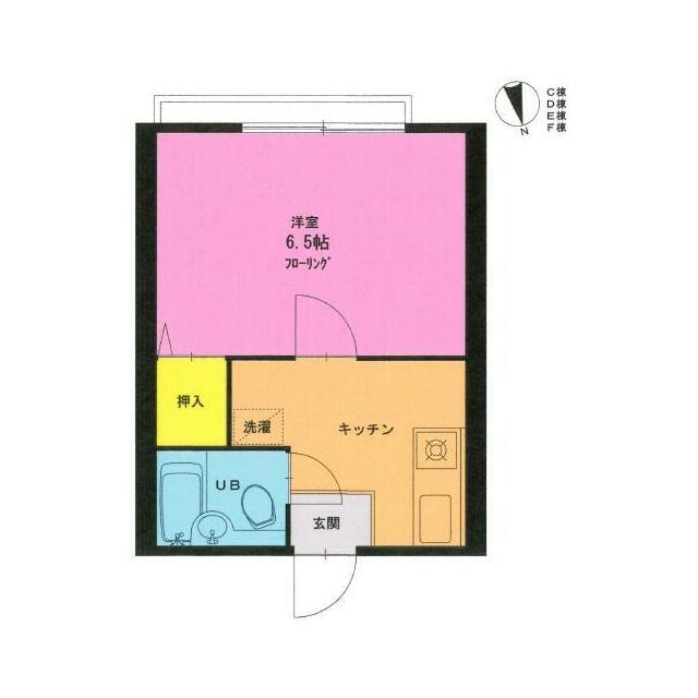 國恵ハイムD棟(1K/2階)の間取り写真
