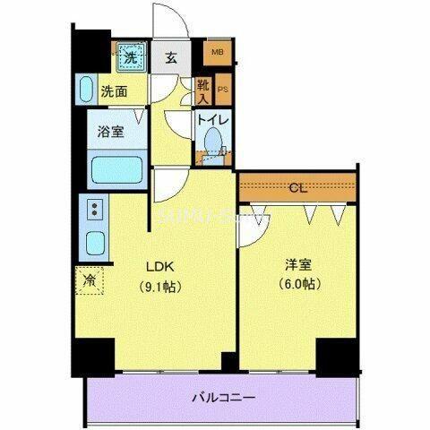 メイクスWアート横浜関内(1LDK/5階)の間取り写真