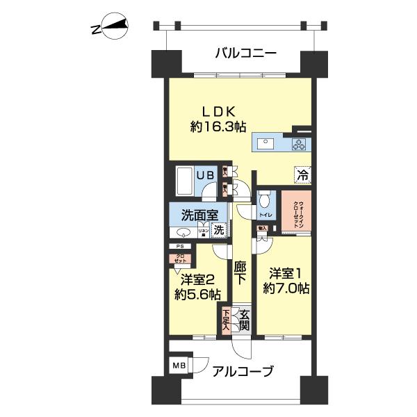 ザ・プレミアム長崎駅前(2LDK/11階)の間取り写真