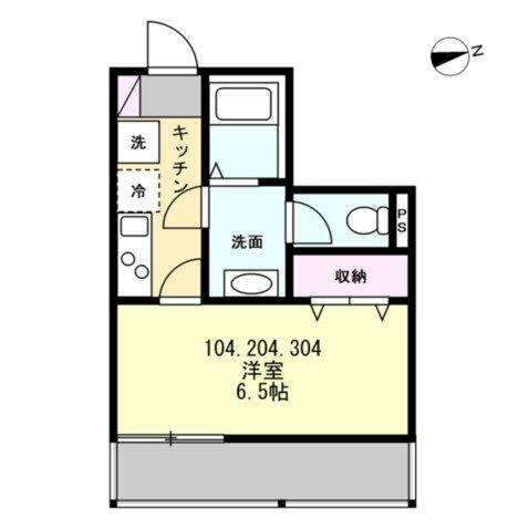 ベイルーム湘南台北(1K/2階)の間取り写真