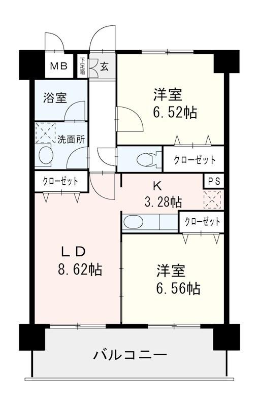 アンプルールベトン明永(2LDK/6階)の間取り写真