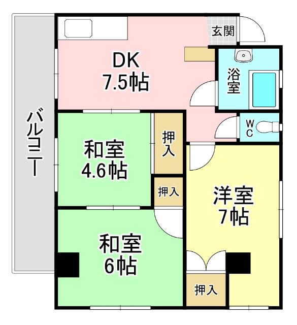 MDIマンション(3DK/2階)の間取り写真
