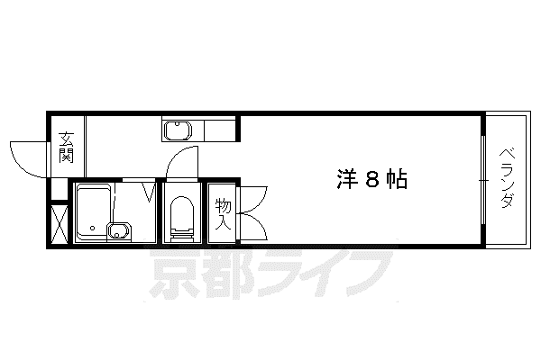 ルネハイツ芝生(1K/4階)の間取り写真