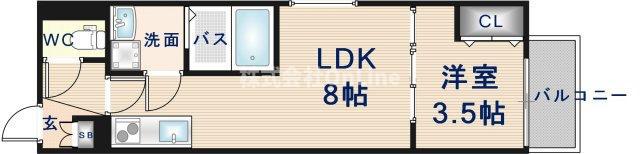 D PORTA ADORABLE(1LDK/3階)の間取り写真