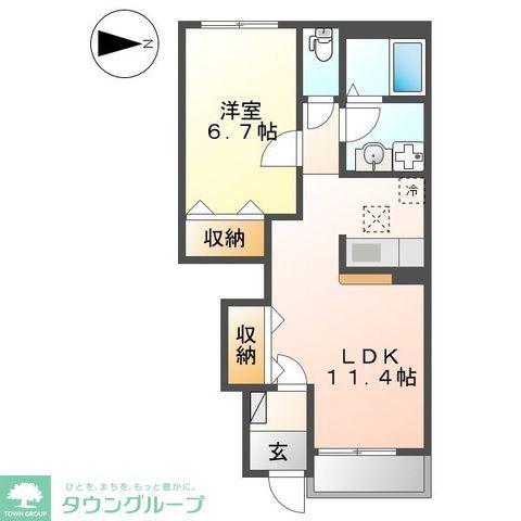 カメリア・ガーデン(1LDK/1階)の間取り写真