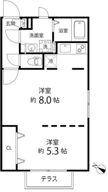 BRANCHE目黒(ワンルーム/1階)の間取り写真