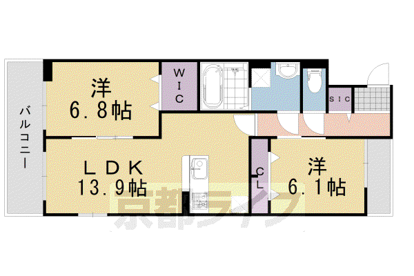 エスポワールVI(2LDK/1階)の間取り写真