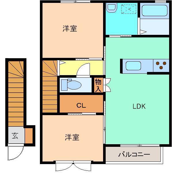 ロイヤルコートB(2LDK/2階)の間取り写真