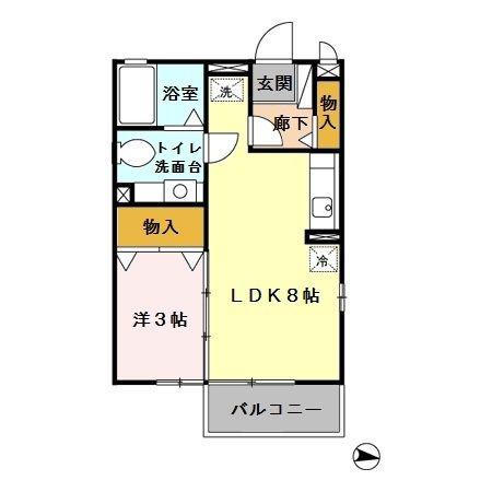 リビングタウン石川町AB(1LDK/1階)の間取り写真