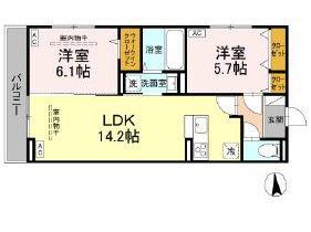 ティアラ(2LDK/3階)の間取り写真