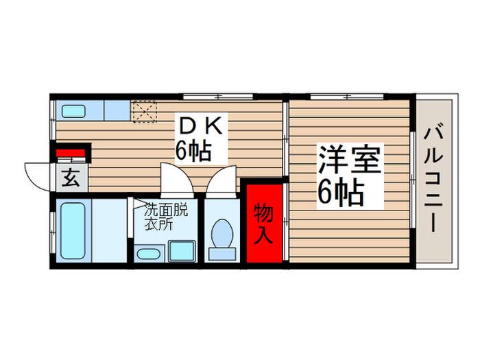 コーポエム(1DK/2階)の間取り写真