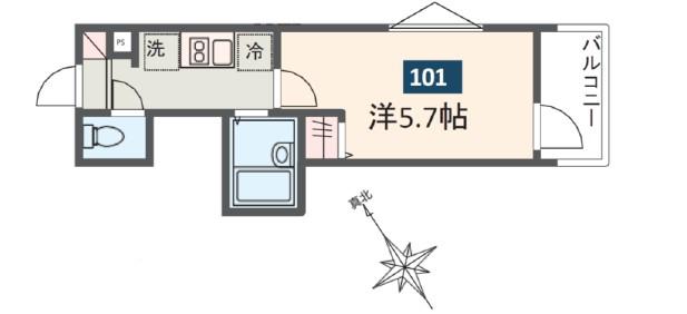 MELDIA保土ヶ谷II(1K/1階)の間取り写真