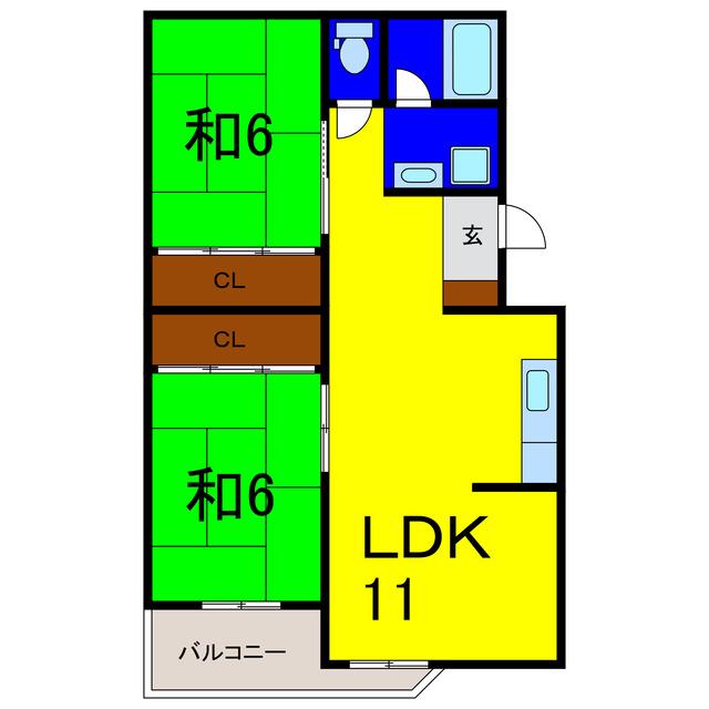 コンチネンタル藍住 ウエスト(2LDK/3階)の間取り写真