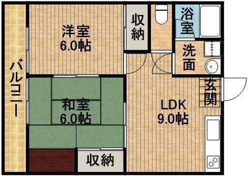 テラス丸山(2DK/2階)の間取り写真