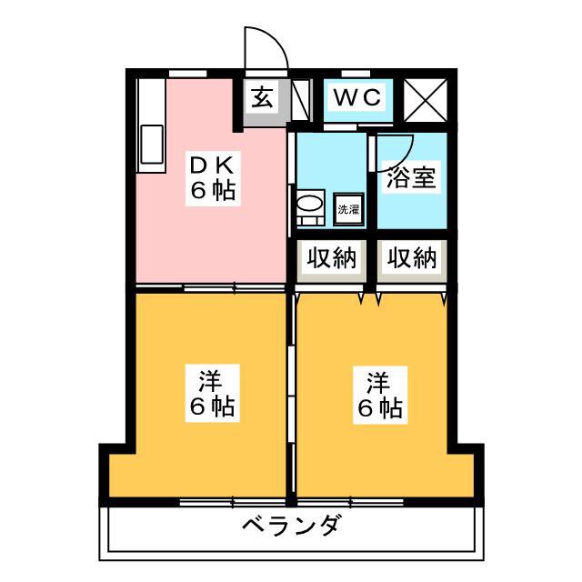 メゾンコンフォート(2DK/3階)の間取り写真