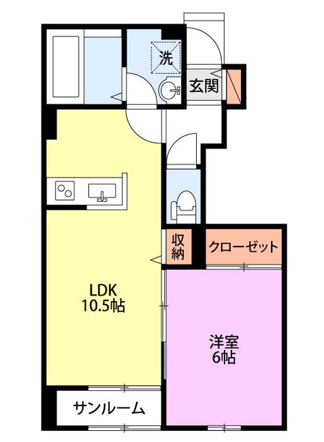 サクーラ(1LDK/1階)の間取り写真