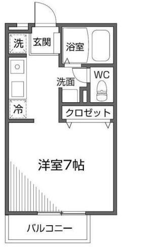 ヴァンベールタナカ2(ワンルーム/1階)の間取り写真