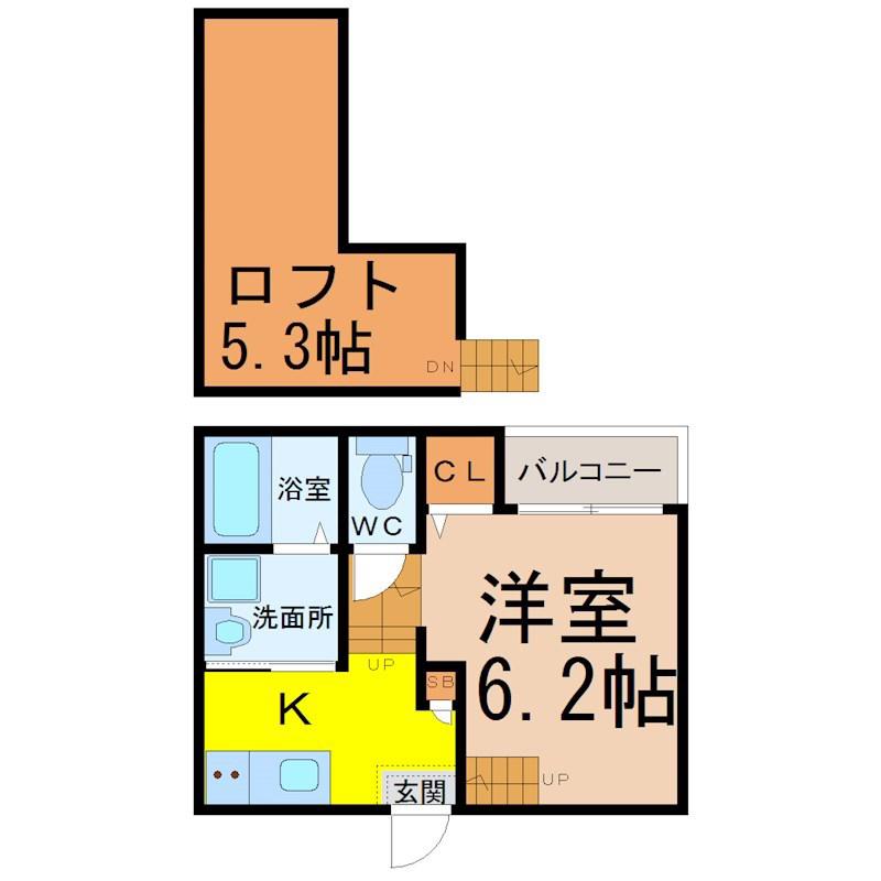 桜ステージ(1K/2階)の間取り写真