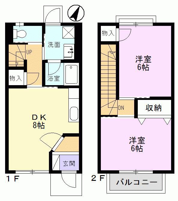 ルネージュK(2DK/1階)の間取り写真