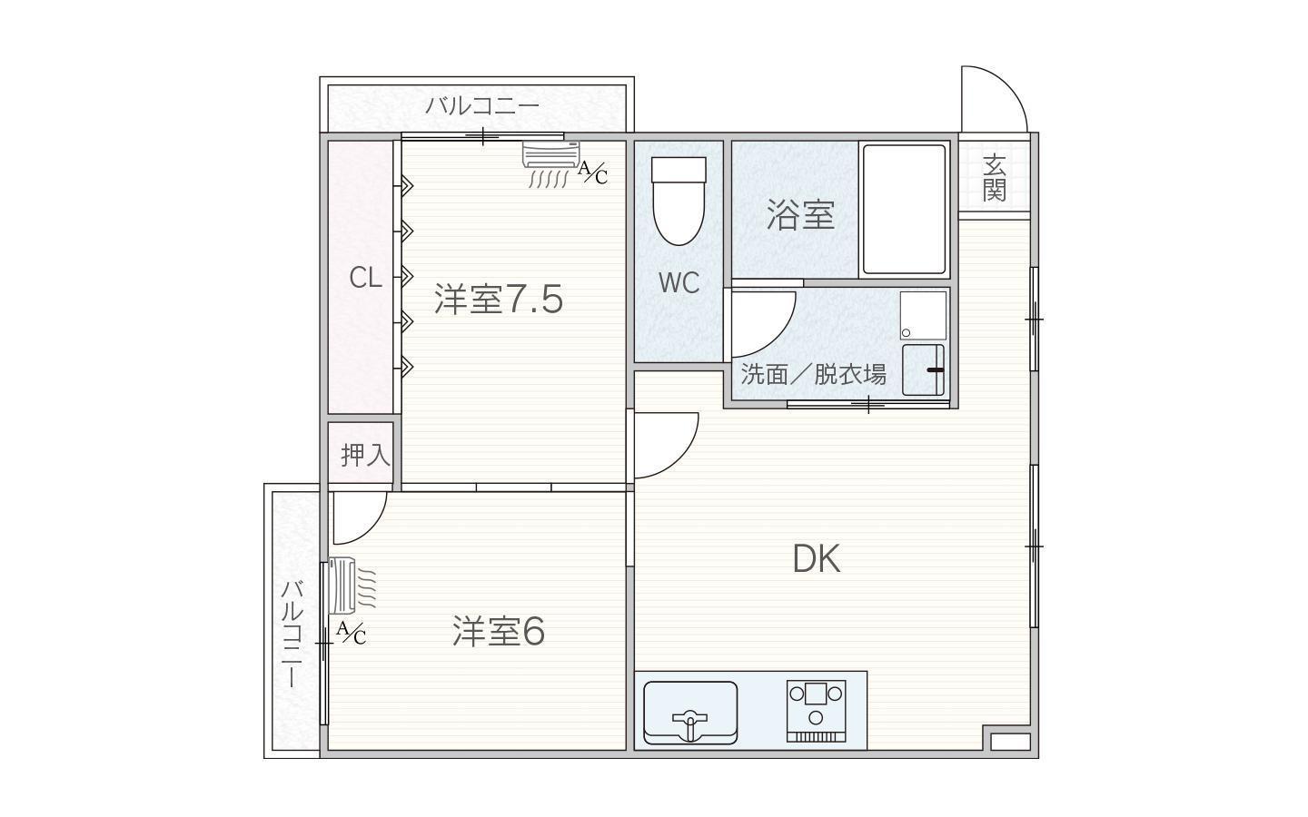 高見マンション(2DK/2階)の間取り写真