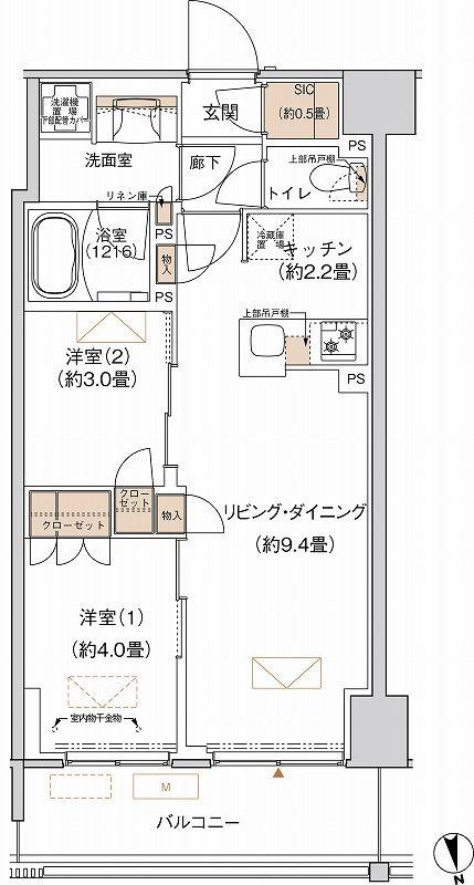 プライムネクサス大森北(2LDK/3階)の間取り写真